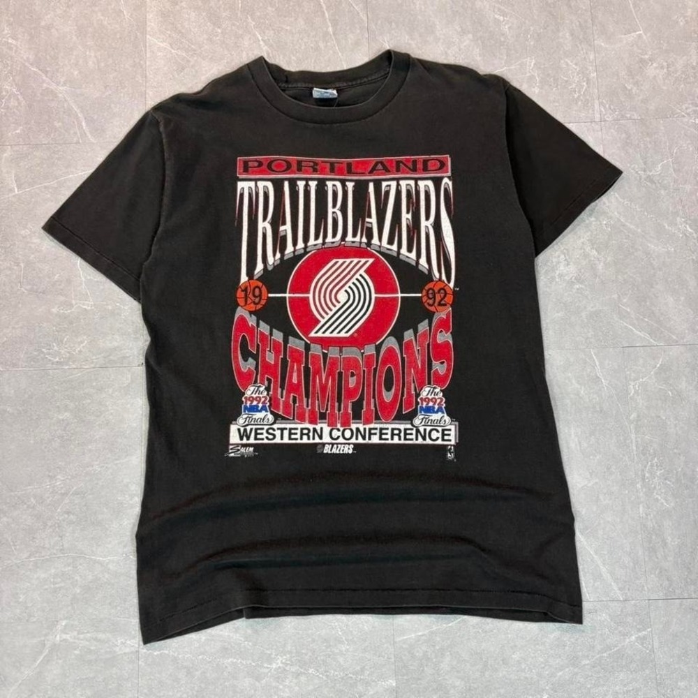 Faded Portland Trailblazers 1992 NBA Champions black t-shirt Size‎ L #NBA